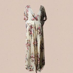 Rosegal Cream Floral Dress
